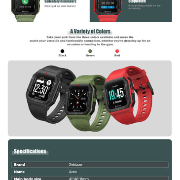 Zeblaze Ares Smart Watch Retro 33g Heart Rate Monitor Blood Pressure Multi-Language Custom Dial Foreign Trade