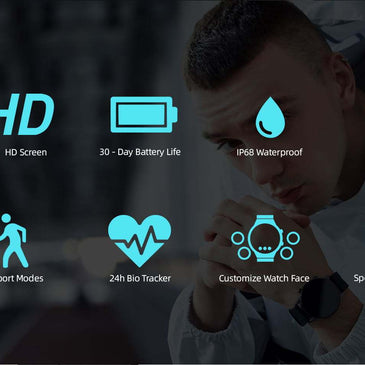 IMILAB W12 Smart Watch For Men Women Bluetooth Sports Fitness Tracker Heart Rate IP68 Waterproof -Black